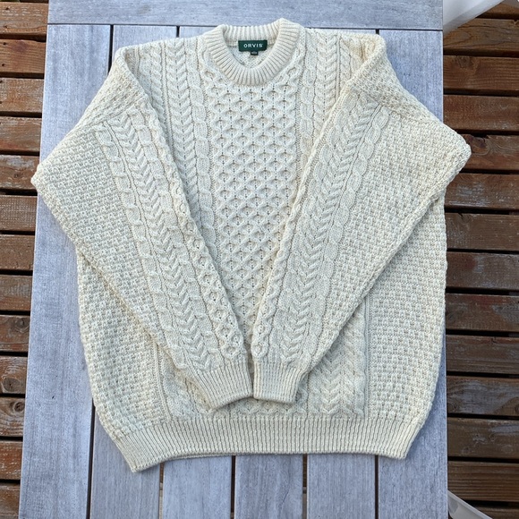 Orvis Men’s Wool Cable Knit Sweater - Picture 3 of 9